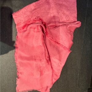 LV Rose Pink Monogram Silk Blend Scarf